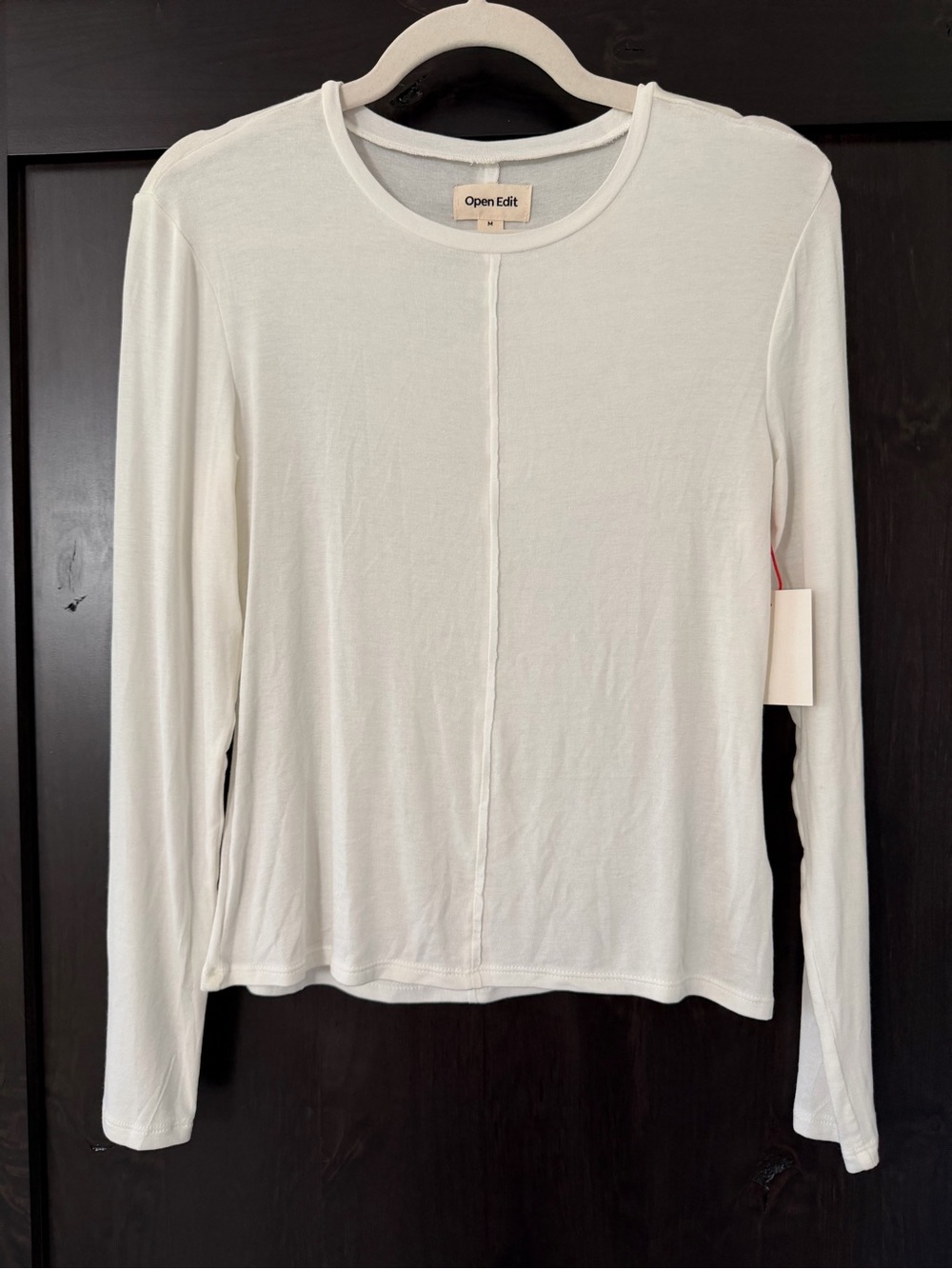 Open Edit Ivory Long Sleeve Seam Detail Top M NWT Nordstrom